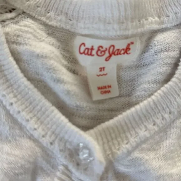 Cat & Jack White Button Down Cardigan 2T - Picture 3 of 3
